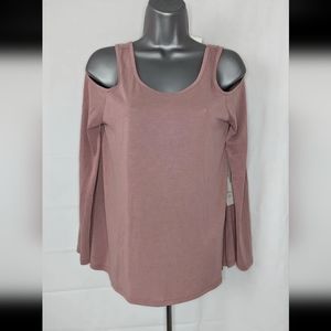 Active USA Pink Open Shoulder Long Sleeve Modal Shirt Top Womens Medium NWT